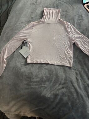 Sunday Best Aritzia freshman, crop Pink Cropped Turtleneck Long Sleeve Top nwt